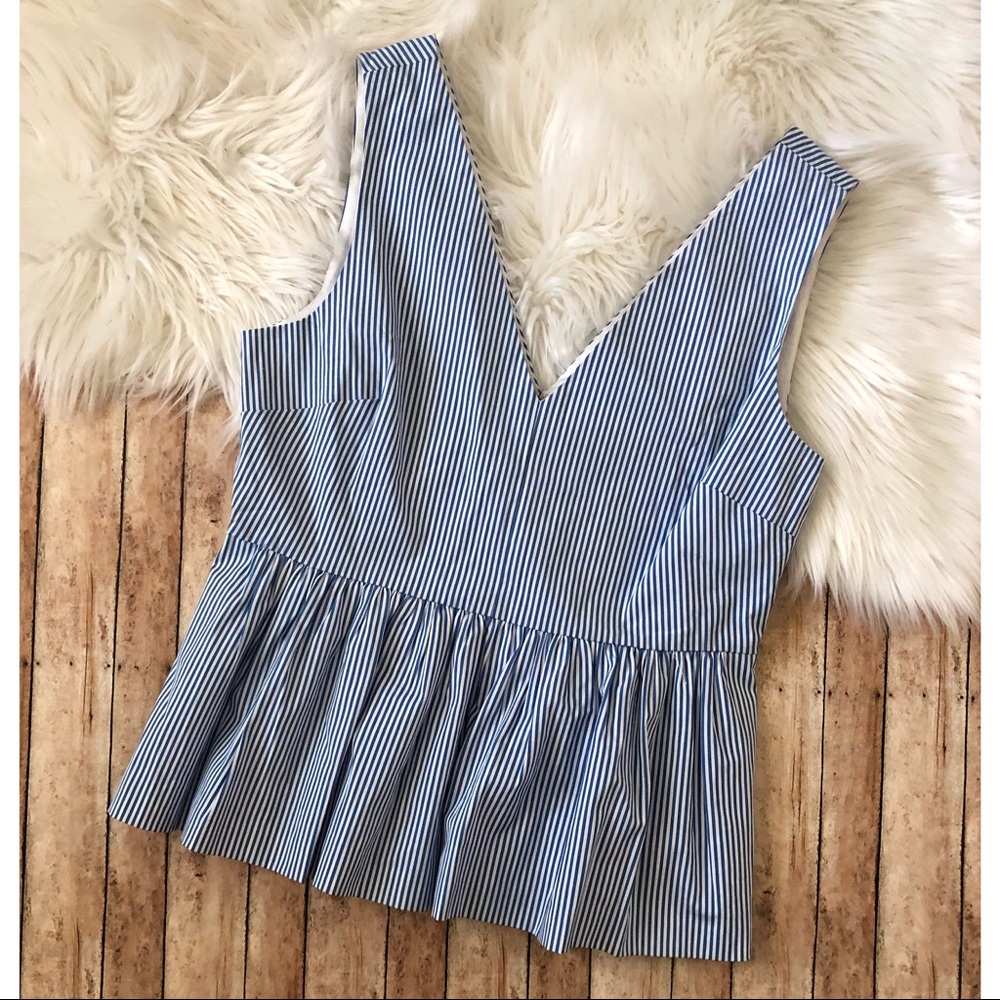 J. Crew Striped Sleeveless Peplum Top Size 4